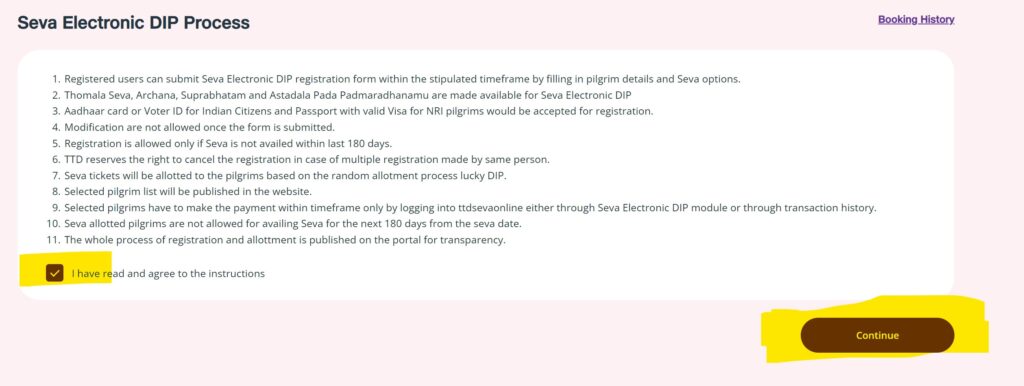 suprabatham booking process step 3