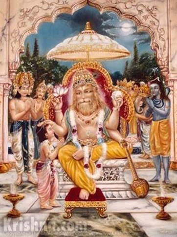 Lord Nrsimhadeva benedicts Prahlada Maharaja