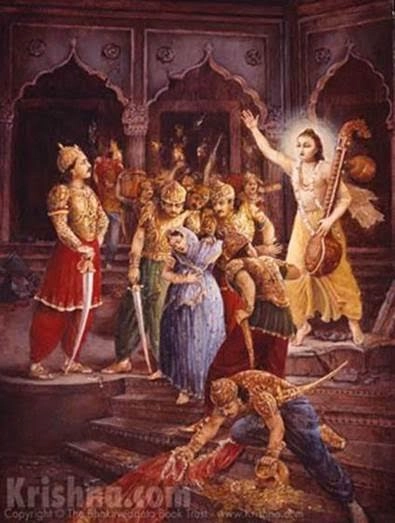 Narada Muni instructs the demigods to release Hiranyakasipu's pregnant wife