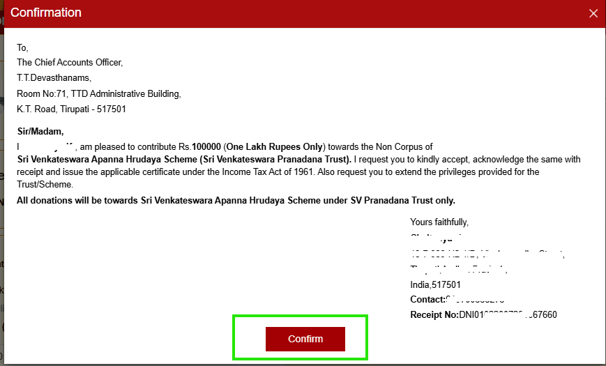 apanna hrudaya scheme 1 lakh donation confirmation