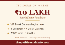 Tirumala ₹10 Lakh Donation Scheme — VIP Break Darshan Benefits tirumala 10 Lakh donation