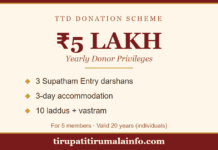 Tirumala ₹5 Lakh Donation Scheme — Benefits & Darshan Privileges tirumala 5 Lakh donation